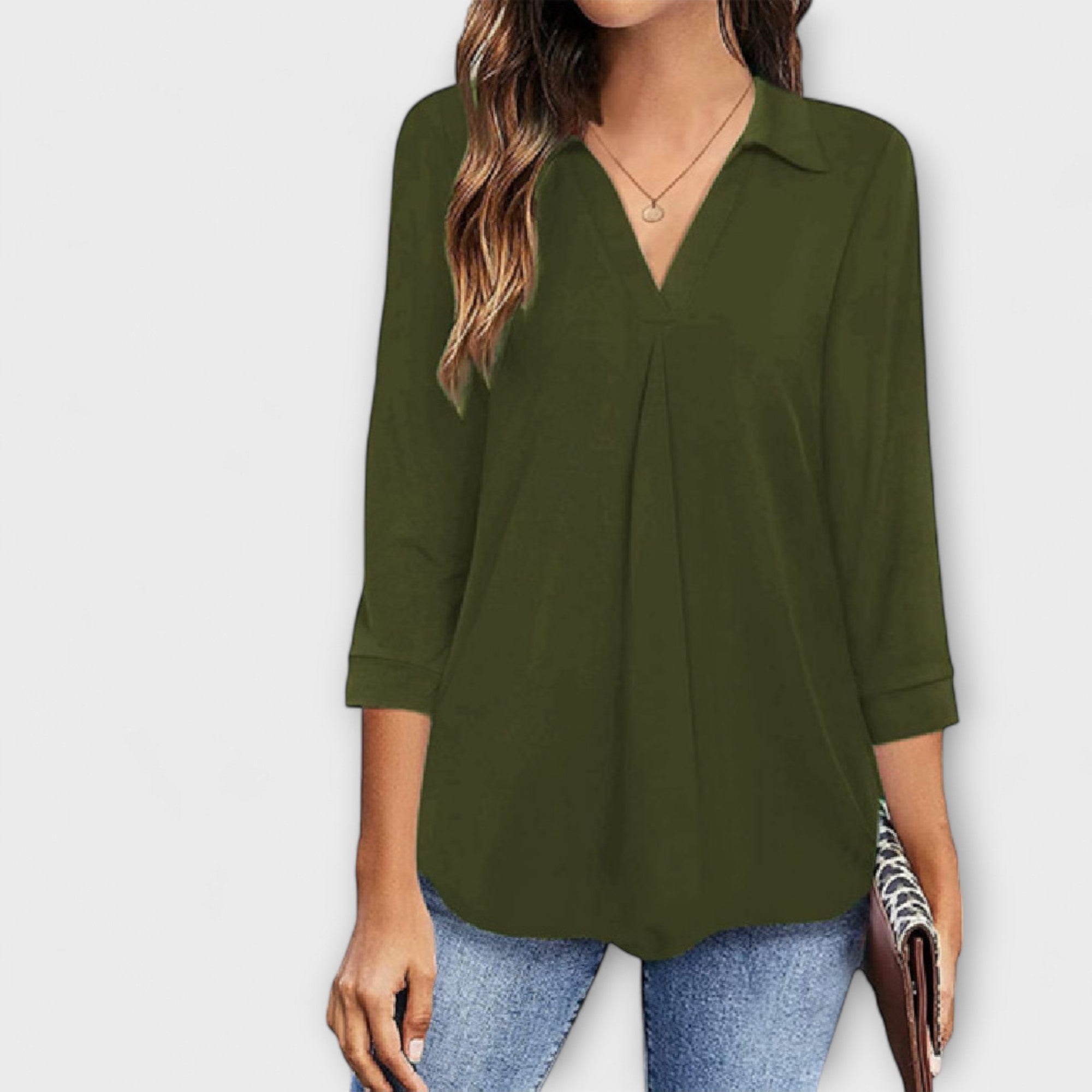 Jessica - Casual blúz hegyes dekoltárral