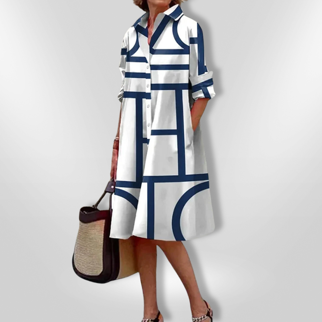 Helen™| Geometrikus Mintás Midi Ruha