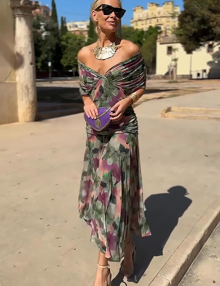 Luisa | Elegáns, hosszú, V-nyakú ünnepi ruha