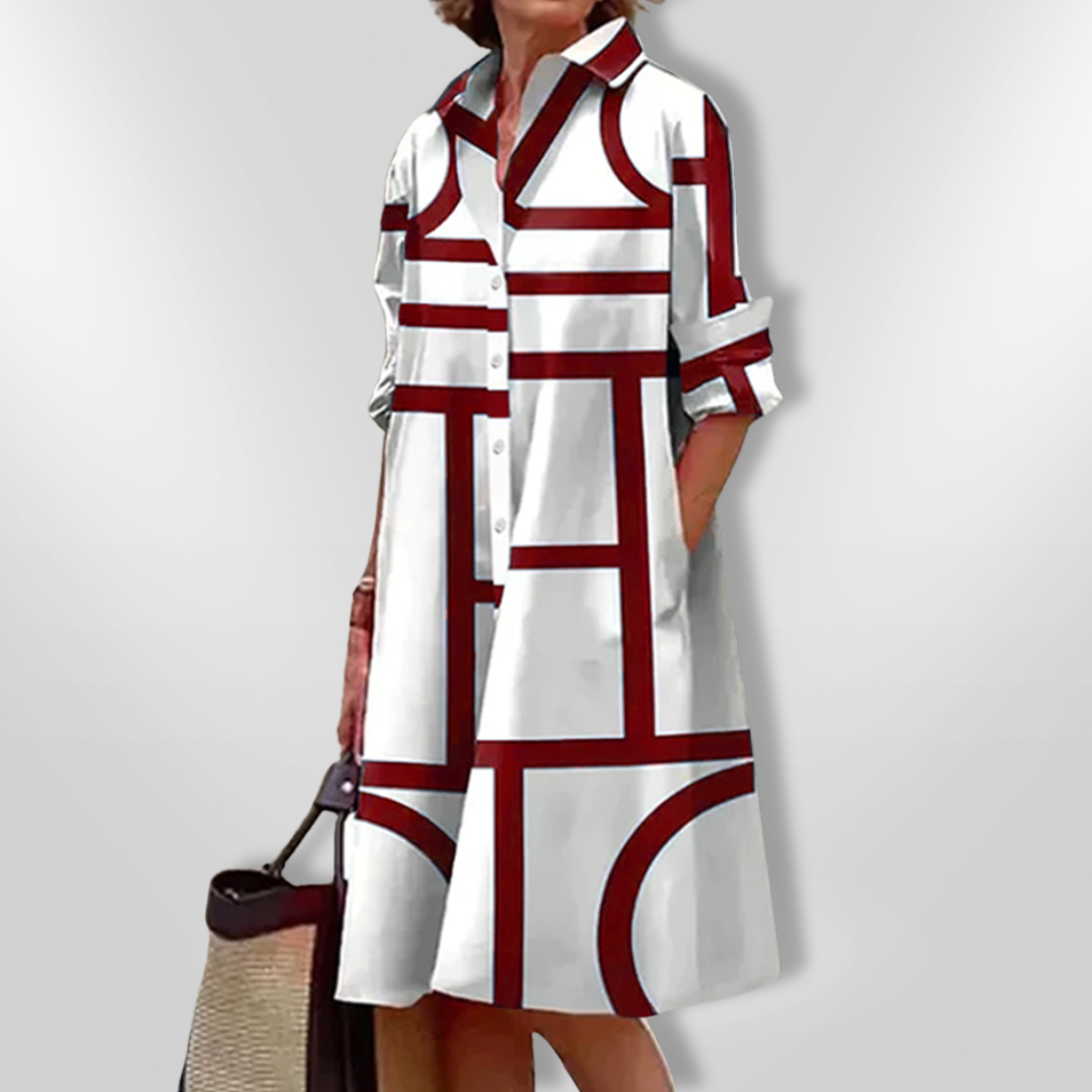 Helen™| Geometrikus Mintás Midi Ruha