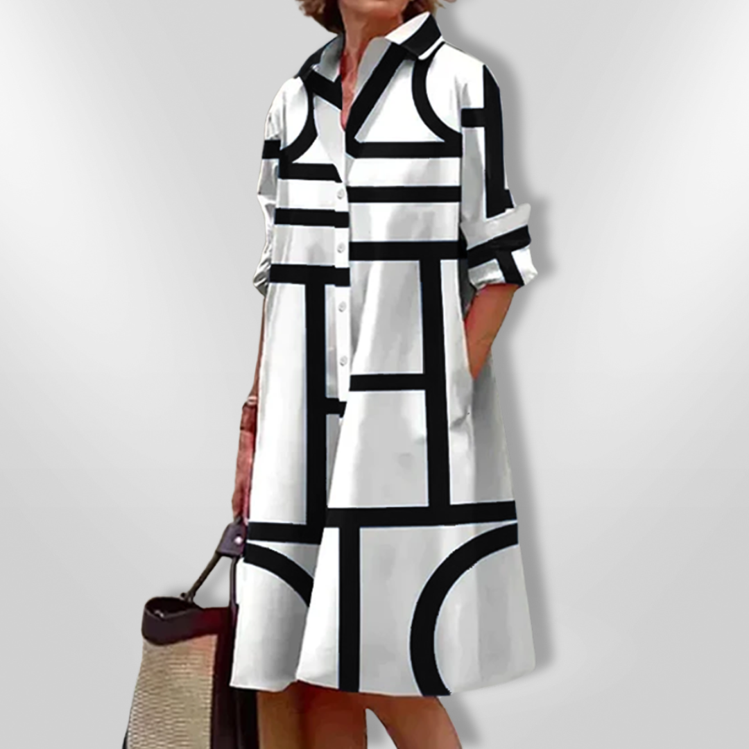Helen™| Geometrikus Mintás Midi Ruha