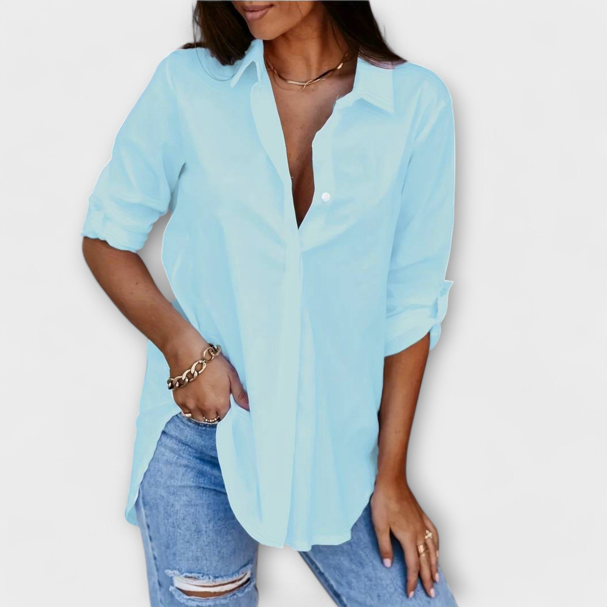 Jessica - Casual blúz hegyes dekoltárral