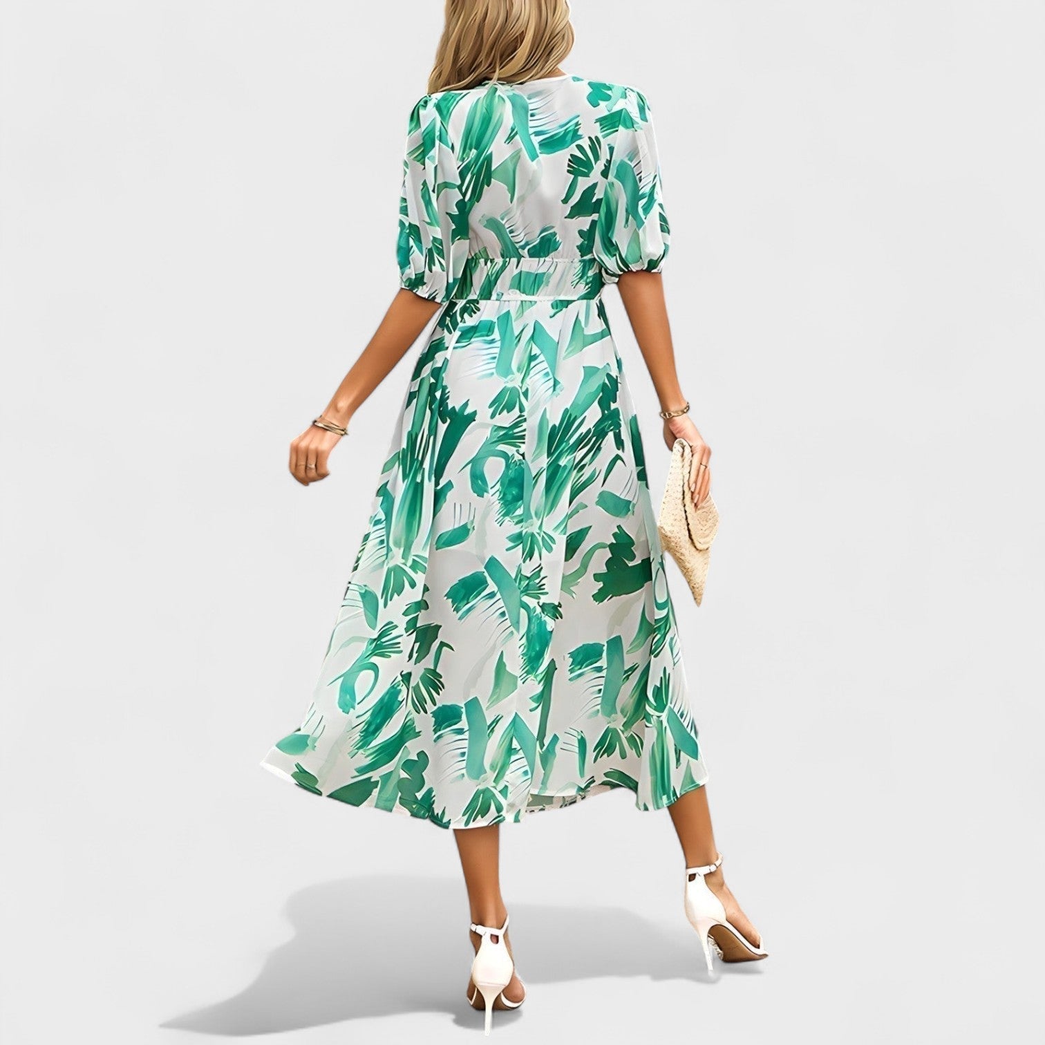 Clara – Elegáns Virágmintás Midi Ruha