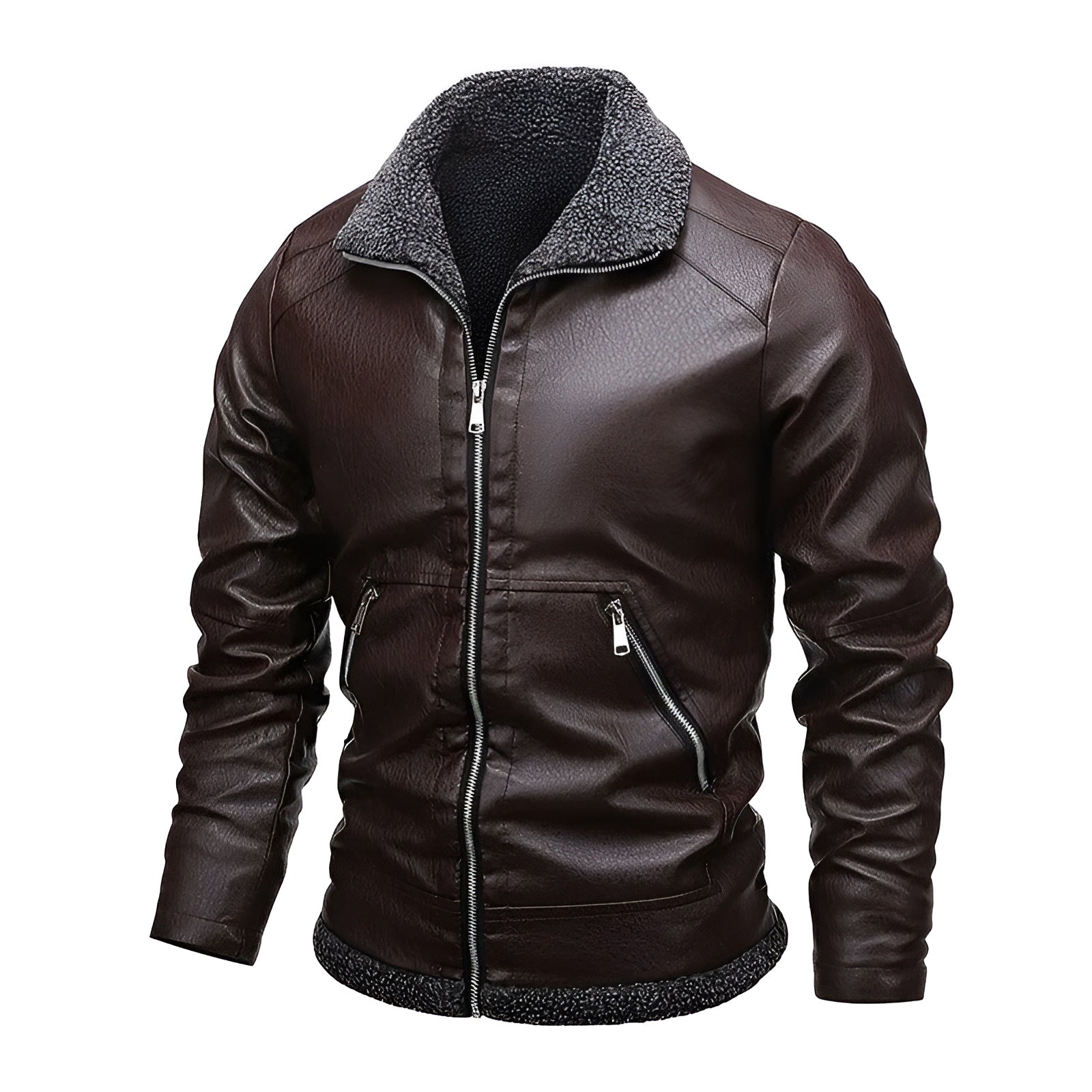 Léo™ | Elegáns bőrkabát, puha fleece béléssel