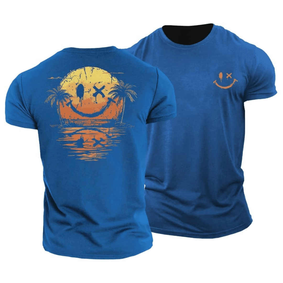 Ágoston - Nyári Smiley Tenger T-Shirt