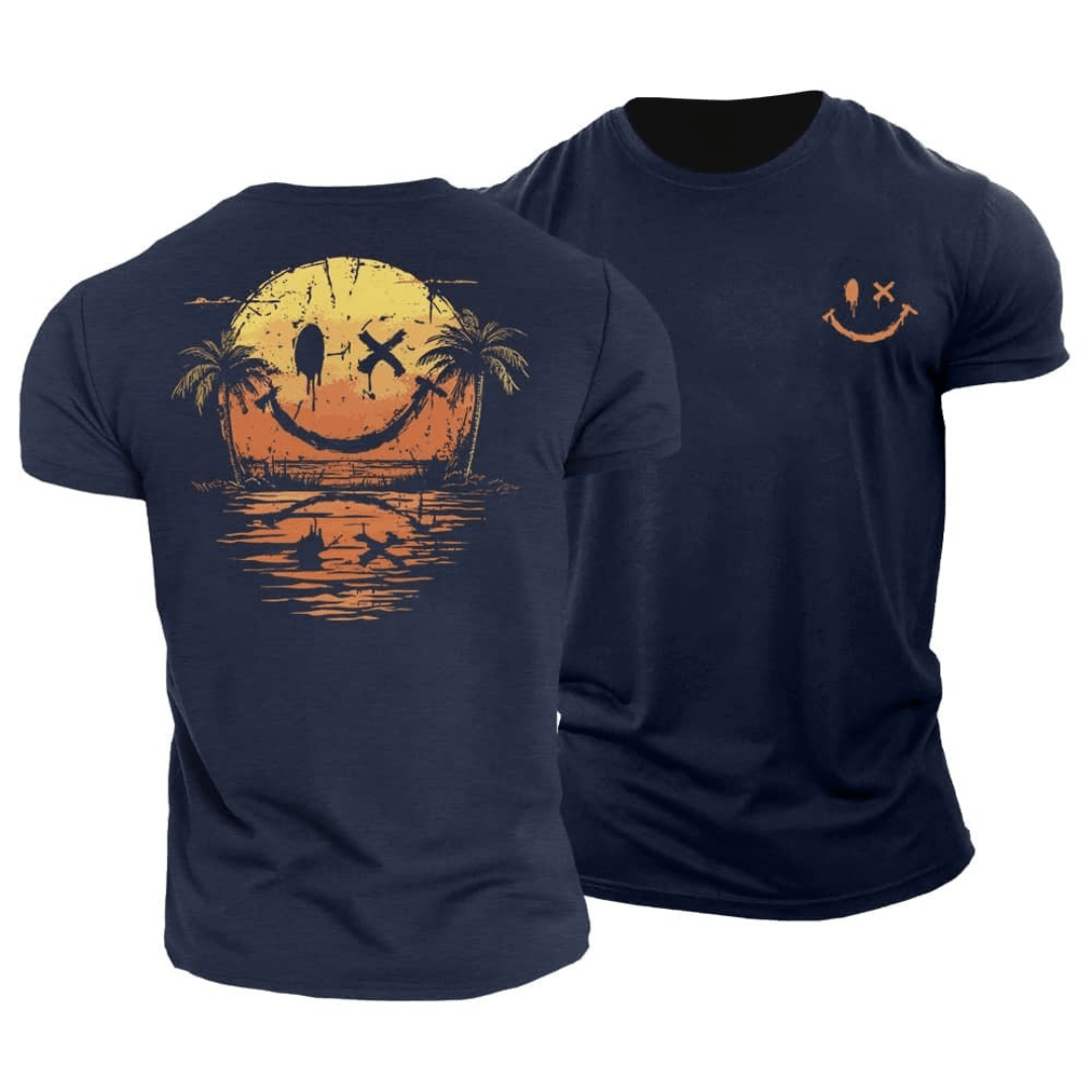 Ágoston - Nyári Smiley Tenger T-Shirt